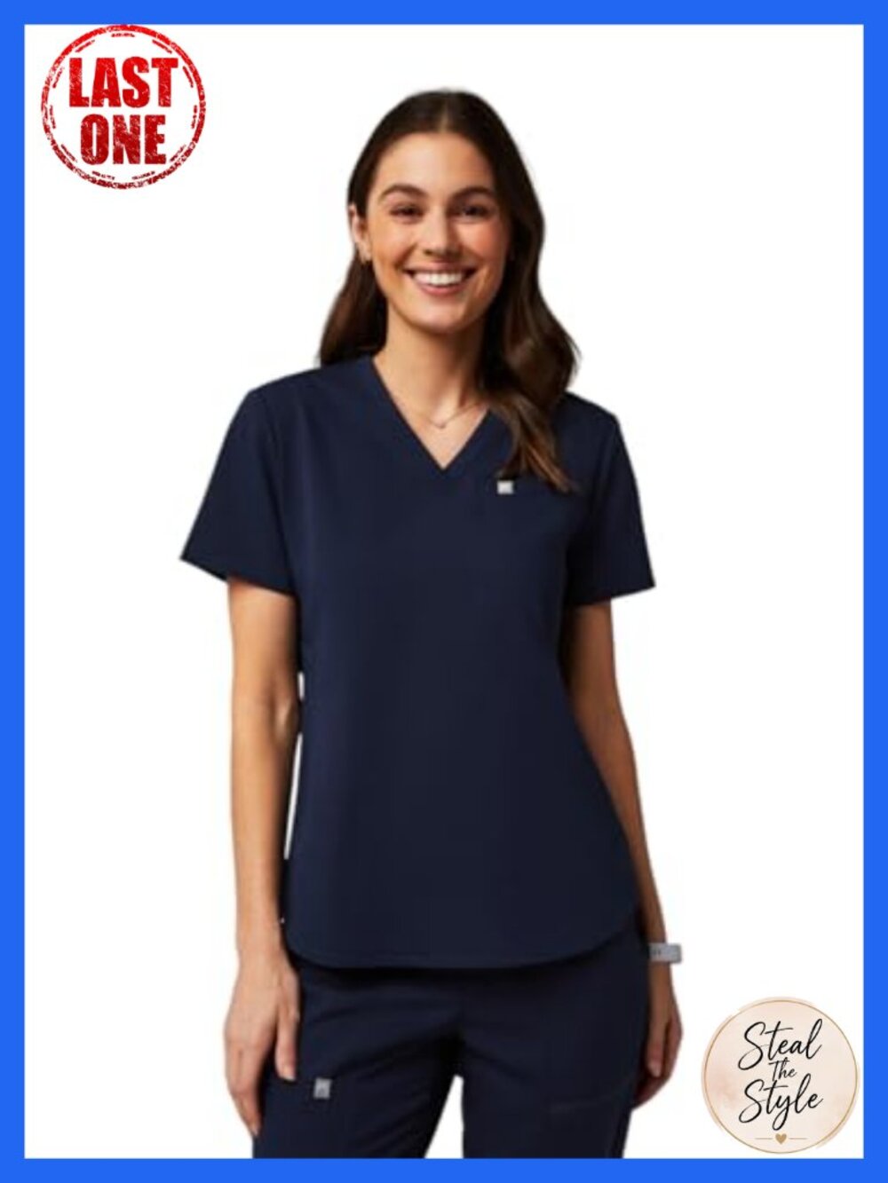 Fabletics Semi-Slim Fit Scrub Top V-Neck 1-Pocket Medical Uniform